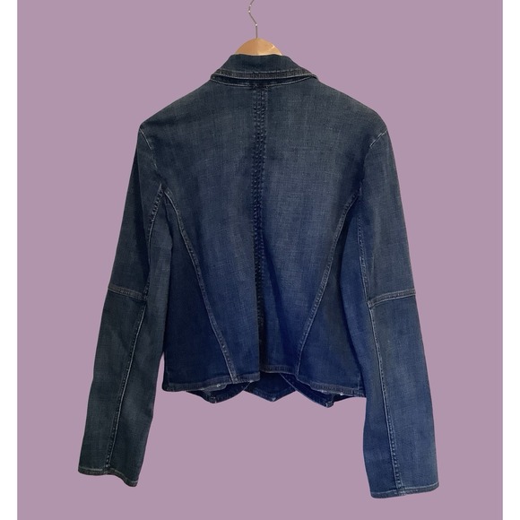 Free People Military Style Dark Wash Denim Jacket Sz L New - Picture 6 of 6